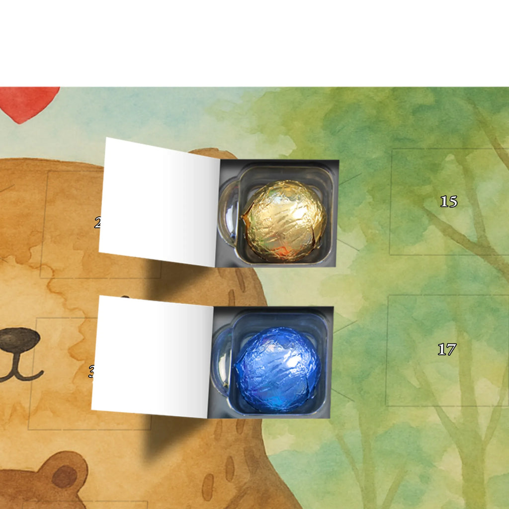 Chocolate advent calendar bear infant Design teddy bear, cuddly toy, grandchild, baptism, baptized child, nephew, birth, mother, birthday, parents, grandson, congratulations, niece