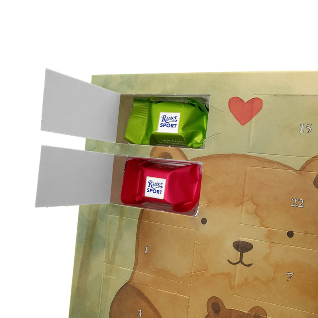 Chocolate advent calendar bear infant Design teddy bear, cuddly toy, grandchild, baptism, baptized child, nephew, birth, mother, birthday, parents, grandson, congratulations, niece