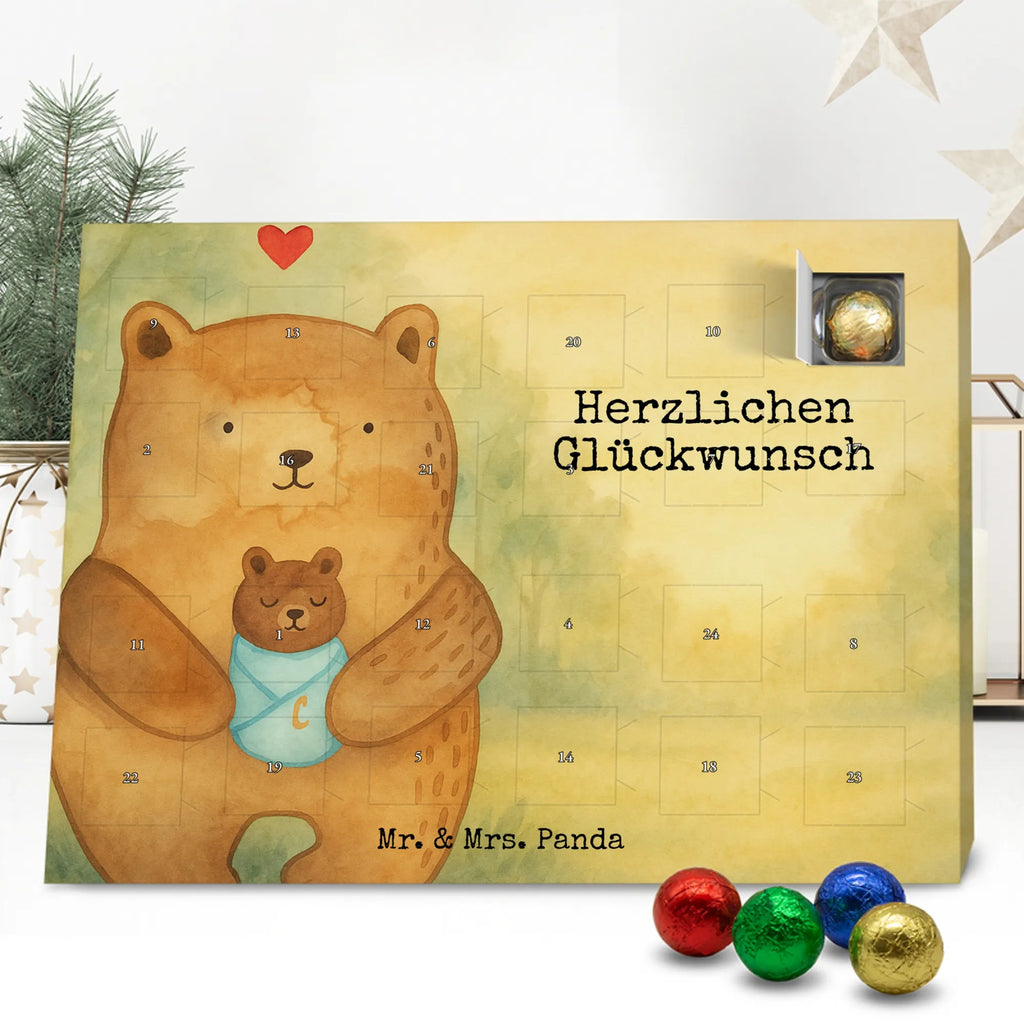 Chocolate advent calendar bear infant Design teddy bear, cuddly toy, grandchild, baptism, baptized child, nephew, birth, mother, birthday, parents, grandson, congratulations, niece