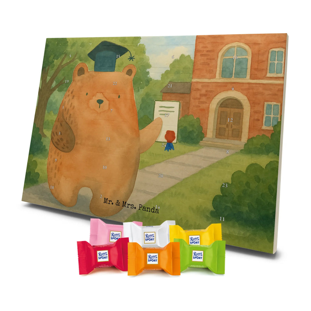 Chocolate advent calendar bear Test Design teddy bear, cuddly toy, diploma, degree, certificate, examinations, examination passed