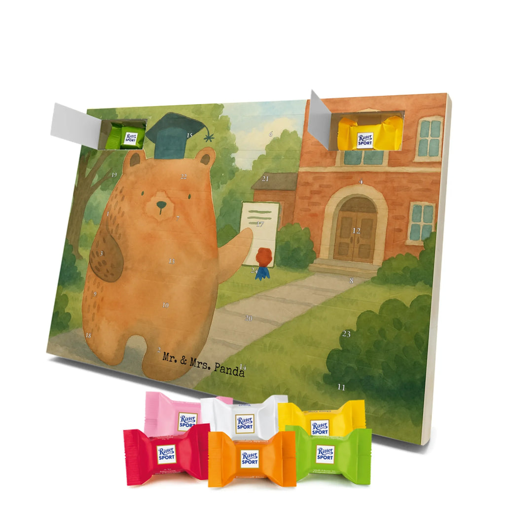 Chocolate advent calendar bear Test Design teddy bear, cuddly toy, diploma, degree, certificate, examinations, examination passed