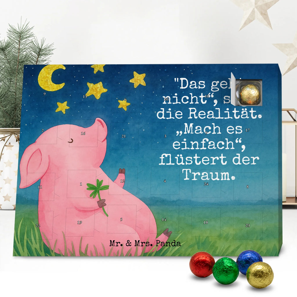 Chocolate advent calendar Pig Luck Design card, gift ideas, gifts, small animals, cute, cute animal motives, hand drawn, funny sayings, good mood, special gifts, animal lover, asterisks, stars, piglet, goals, lucky charm, Lucky bastard. Luck