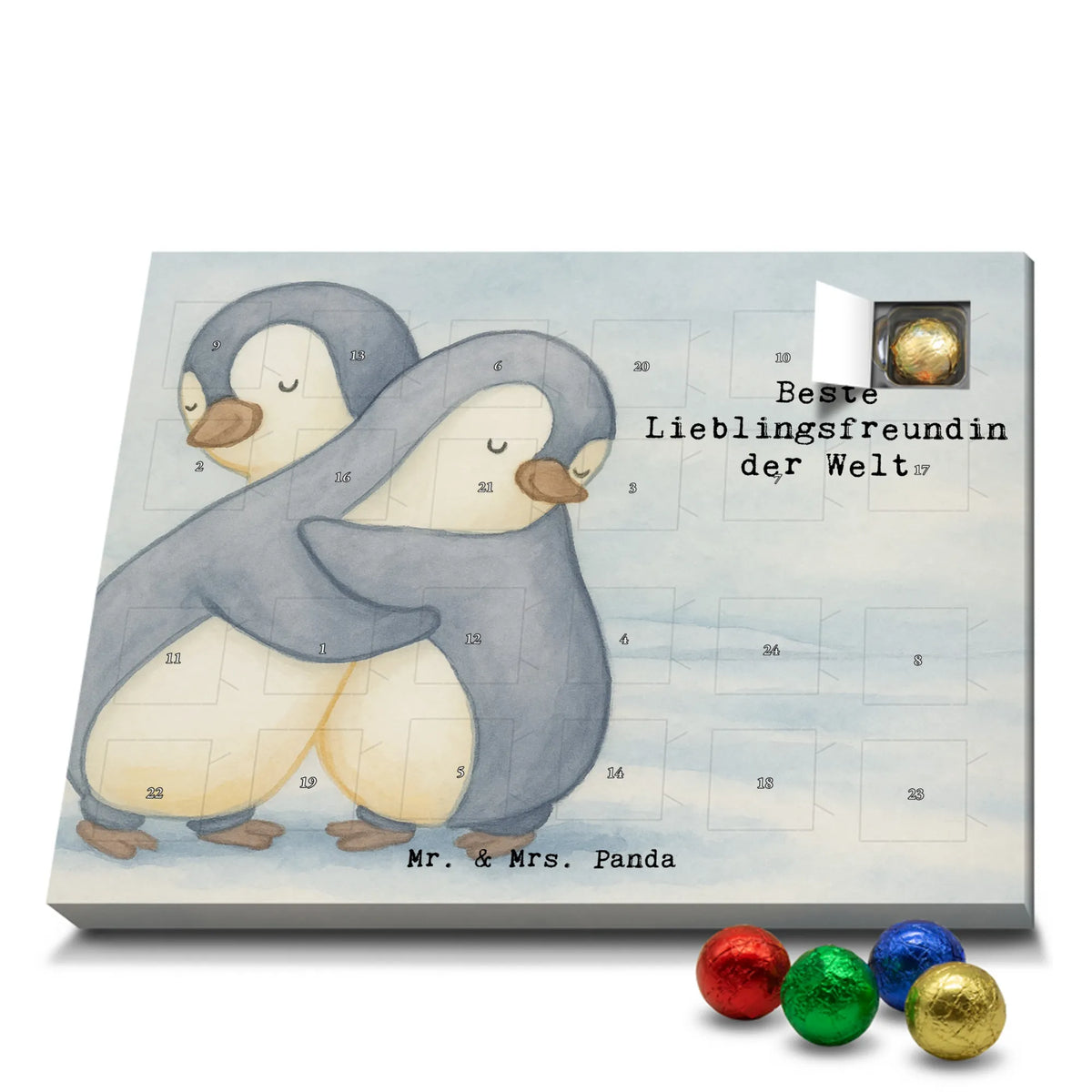 Chocolate advent calendar penguin Best favorite friend in the world Design gift idea, giving, for, birthday present, make you happy, gift, thank you, gift tip, birthday, favorite person, girlfriend, Favorite friend, darling, best friend, heart