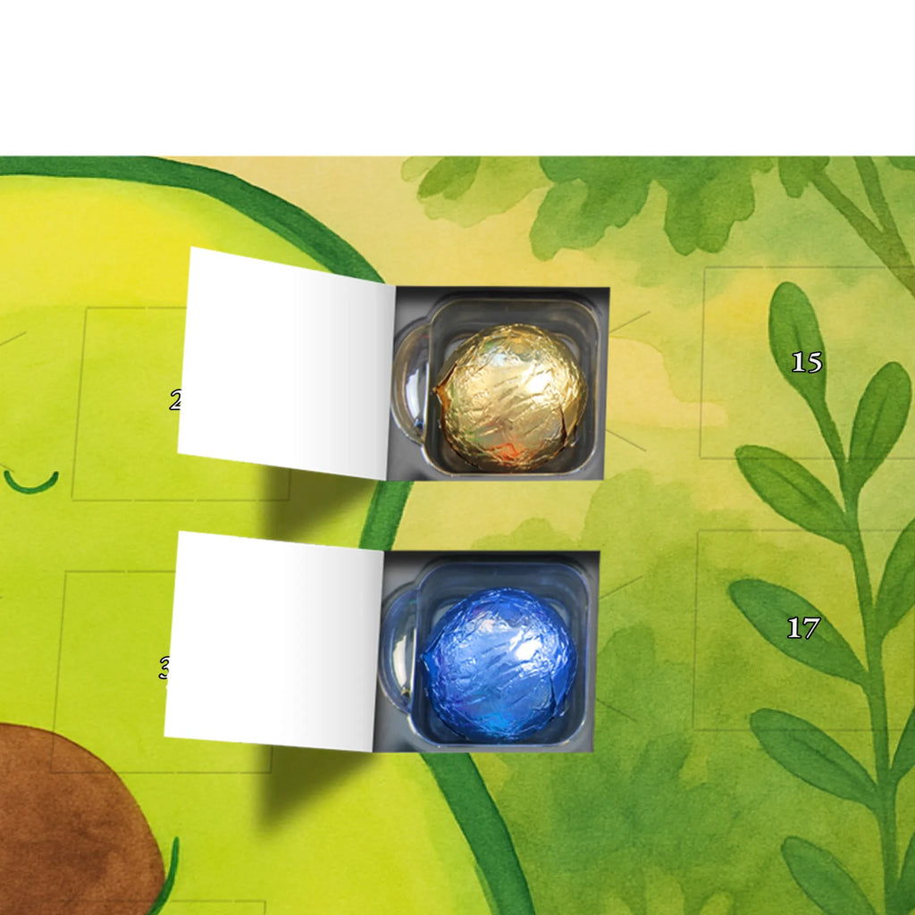 Chocolate advent calendar avocado core Design vegetables, saying life, avocado seed, seed, plant