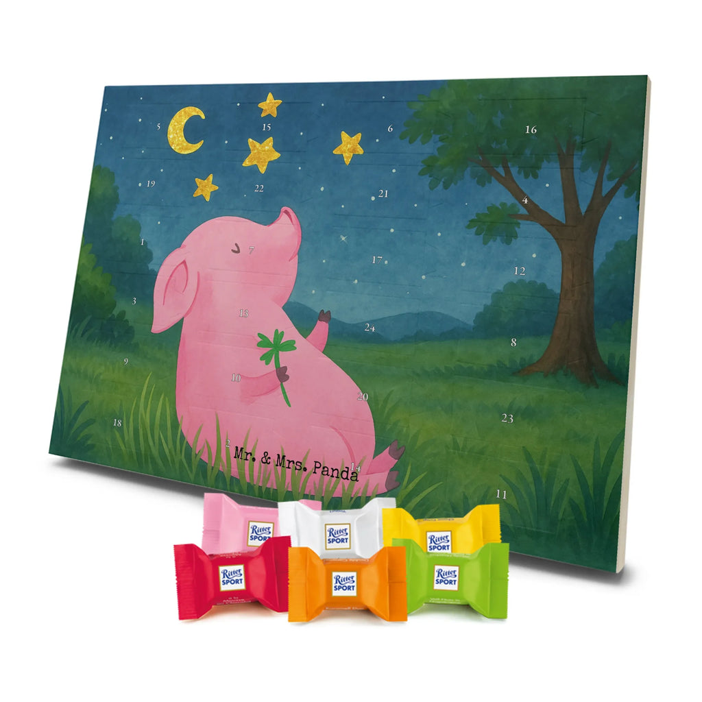 Chocolate advent calendar Pig Luck Design card, gift ideas, gifts, small animals, cute, cute animal motives, hand drawn, funny sayings, good mood, special gifts, animal lover, asterisks, stars, piglet, goals, lucky charm, Lucky bastard. Luck