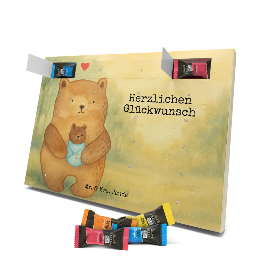 Chocolate advent calendar bear infant Design teddy bear, cuddly toy, grandchild, baptism, baptized child, nephew, birth, mother, birthday, parents, grandson, congratulations, niece