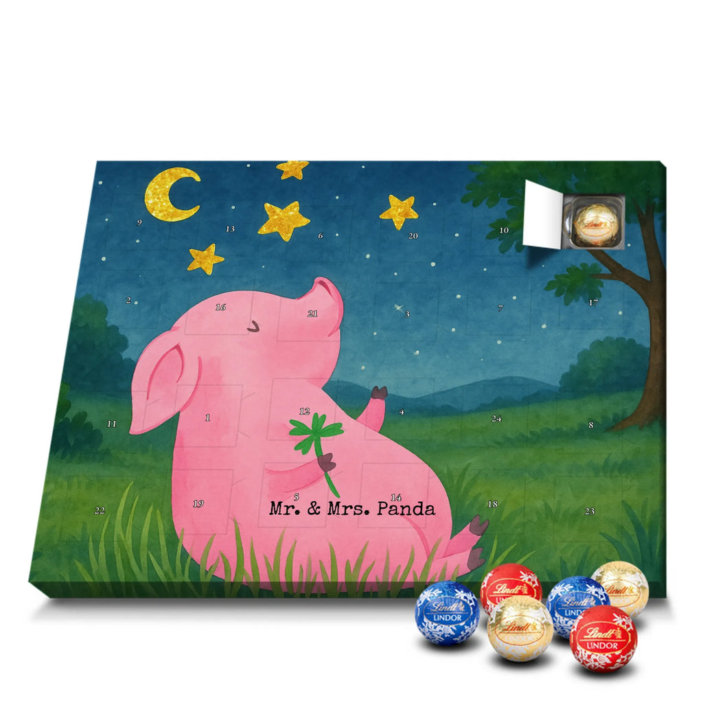 Chocolate advent calendar Pig Luck Design card, gift ideas, gifts, small animals, cute, cute animal motives, hand drawn, funny sayings, good mood, special gifts, animal lover, asterisks, stars, piglet, goals, lucky charm, Lucky bastard. Luck