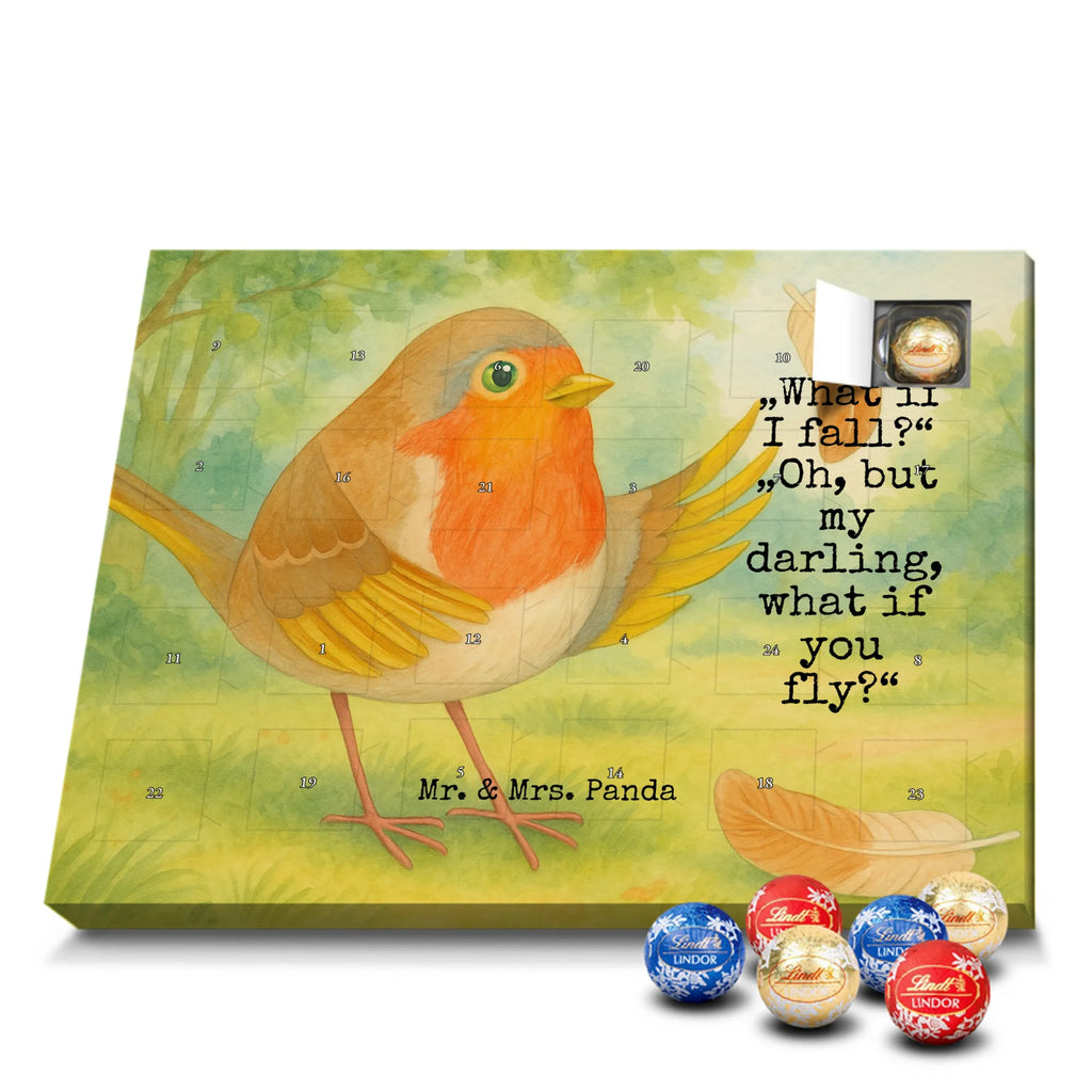 Chocolate advent calendar robin feathers Design card, gift ideas, gifts, small animals, cute, cute animal motives, hand drawn, funny sayings, good mood, special gifts, animal lover, bird, slogan courage, flying, motivation pictures, robin, motivation slogans, slogan motivation