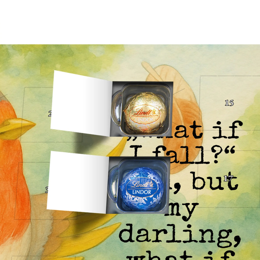 Chocolate advent calendar robin feathers Design card, gift ideas, gifts, small animals, cute, cute animal motives, hand drawn, funny sayings, good mood, special gifts, animal lover, bird, slogan courage, flying, motivation pictures, robin, motivation slogans, slogan motivation