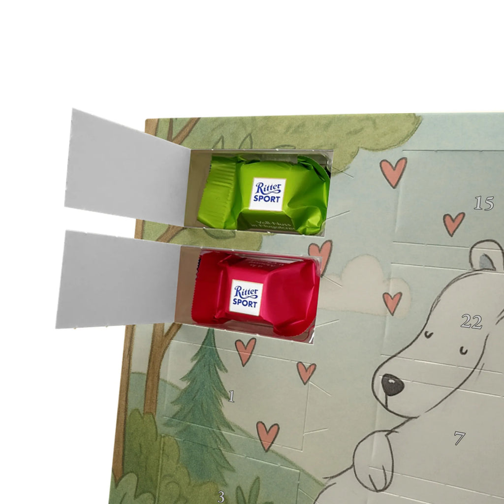 Chocolate advent calendar Icebear Embrace Design card, gift ideas, gifts, small animals, cute, cute animal motives, hand drawn, funny sayings, good mood, special gifts, animal lover
