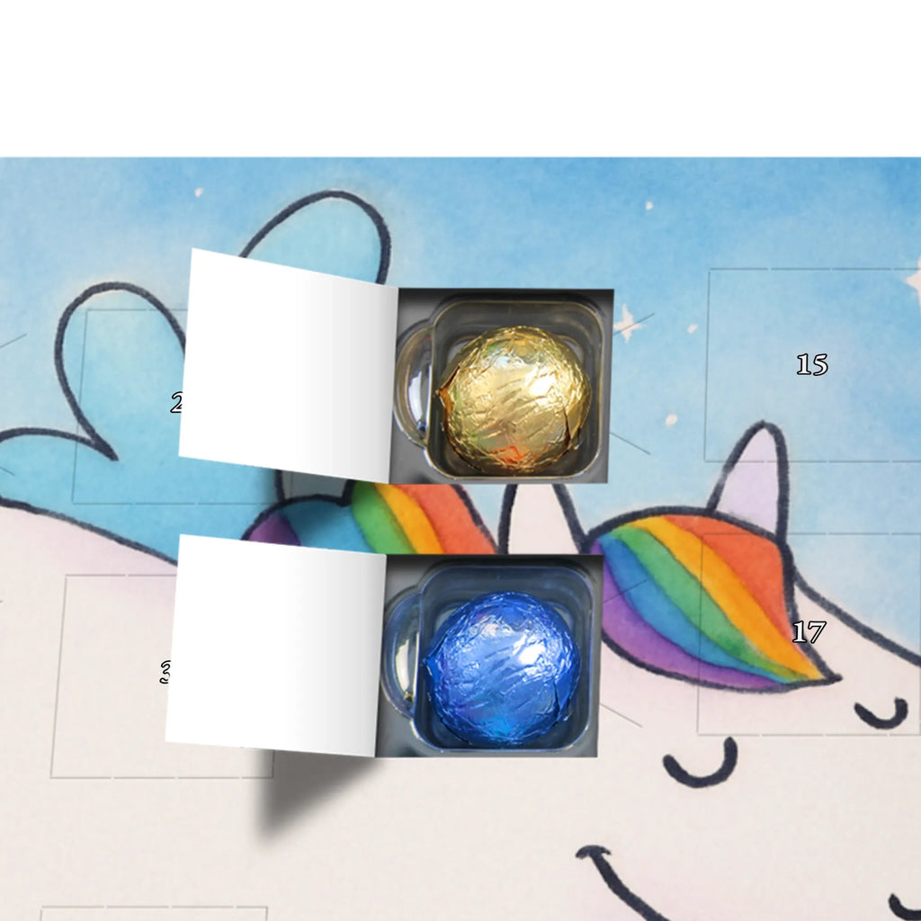 Chocolate advent calendar unicorn Pegasus Design saying fun, growing up, pegasus, playing, unicorn love, reality, rainbow