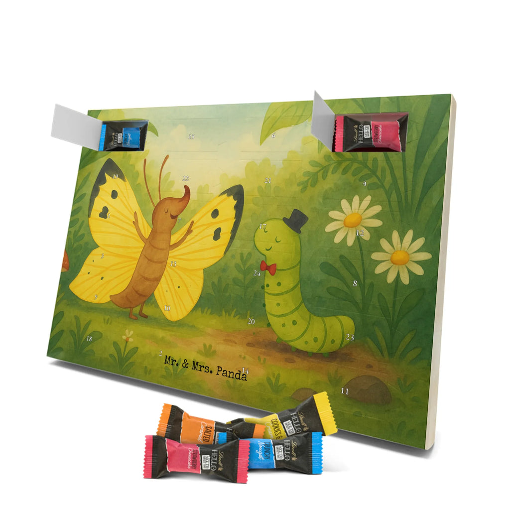 Chocolate advent calendar Caterpillar butterfly Design card, gift ideas, gifts, small animals, cute, cute animal motives, hand drawn, funny sayings, good mood, special gifts, animal lover, development, Caterpillar, butterfly, lemon butterfly, growing up, cocoon, hat, beauty