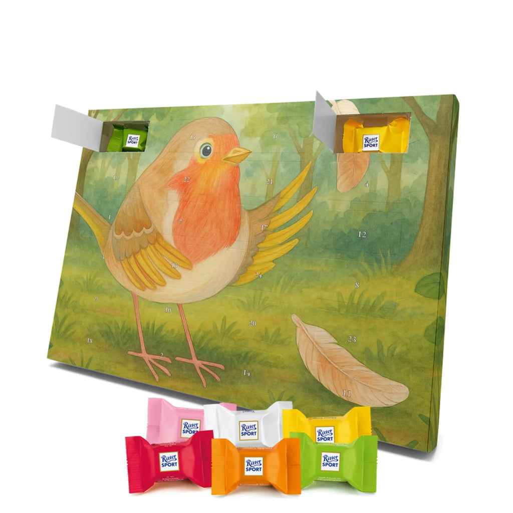 Chocolate advent calendar robin feathers Design card, gift ideas, gifts, small animals, cute, cute animal motives, hand drawn, funny sayings, good mood, special gifts, animal lover, bird, slogan courage, flying, motivation pictures, robin, motivation slogans, slogan motivation