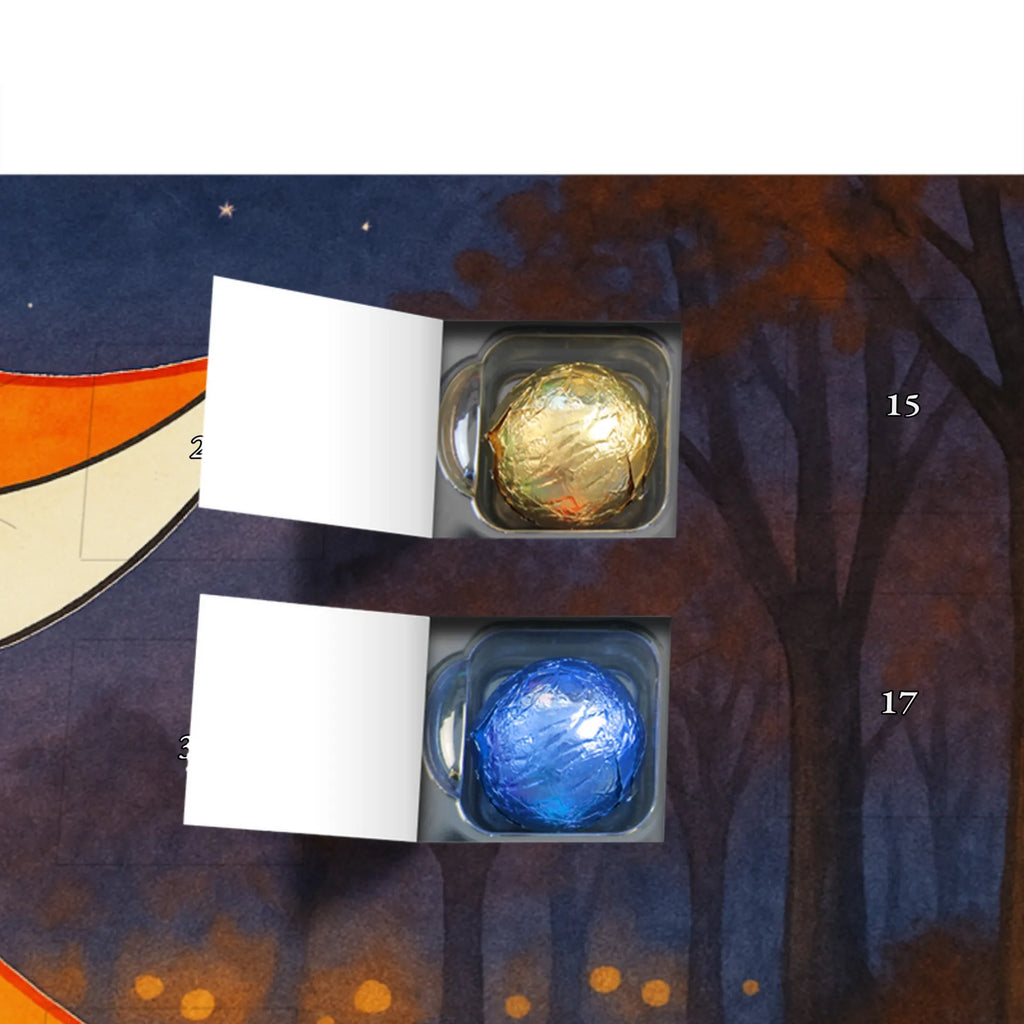 Chocolate advent calendar Fox Lantern Design animal lover, foxes, forest wildlife, clever as a fox, Lantern, Lantern parade, Caesar Otto Hugo Flaischlen, Spell comforting, Cheer up, Foxes, Saint Martin, Lovesickness Spell