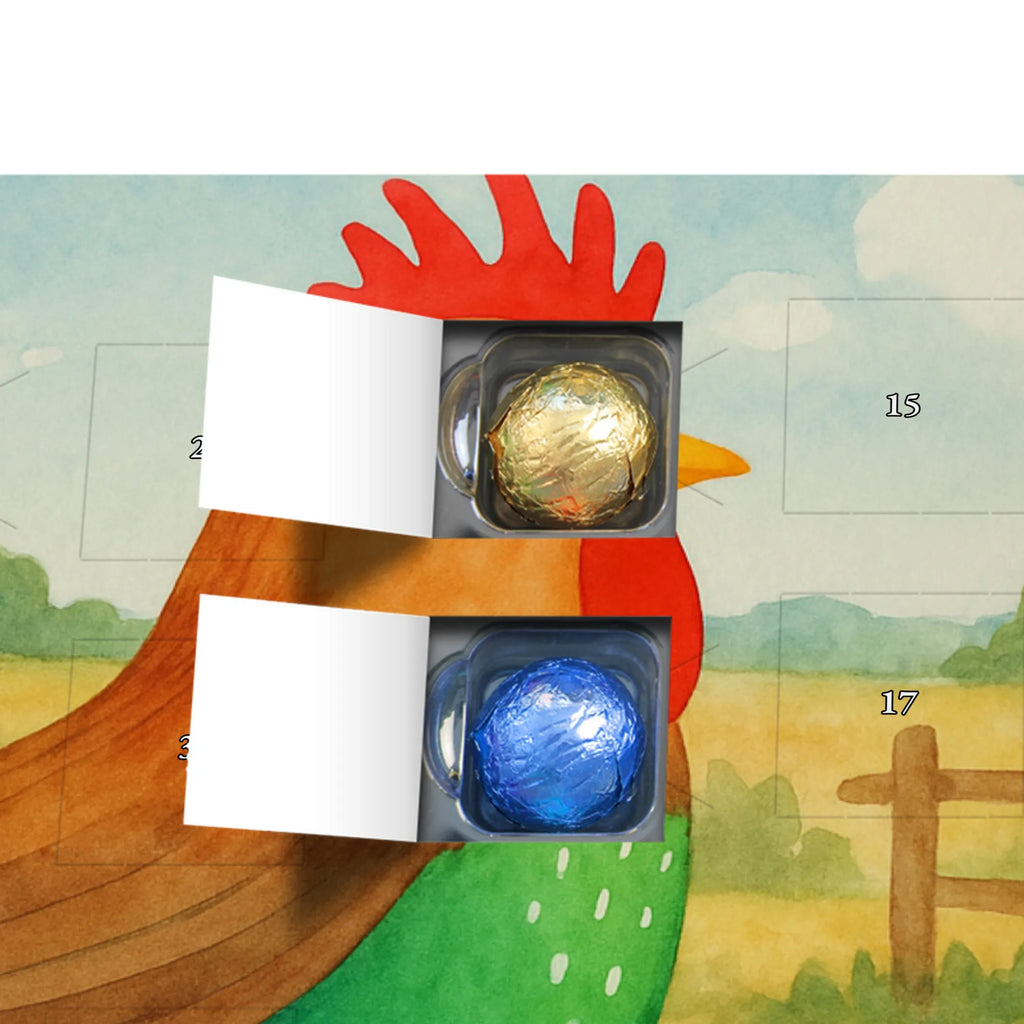 Chocolate advent calendar Faucet grain Design farm, farm animals, animals, nature, eggs, hen, corn, cock