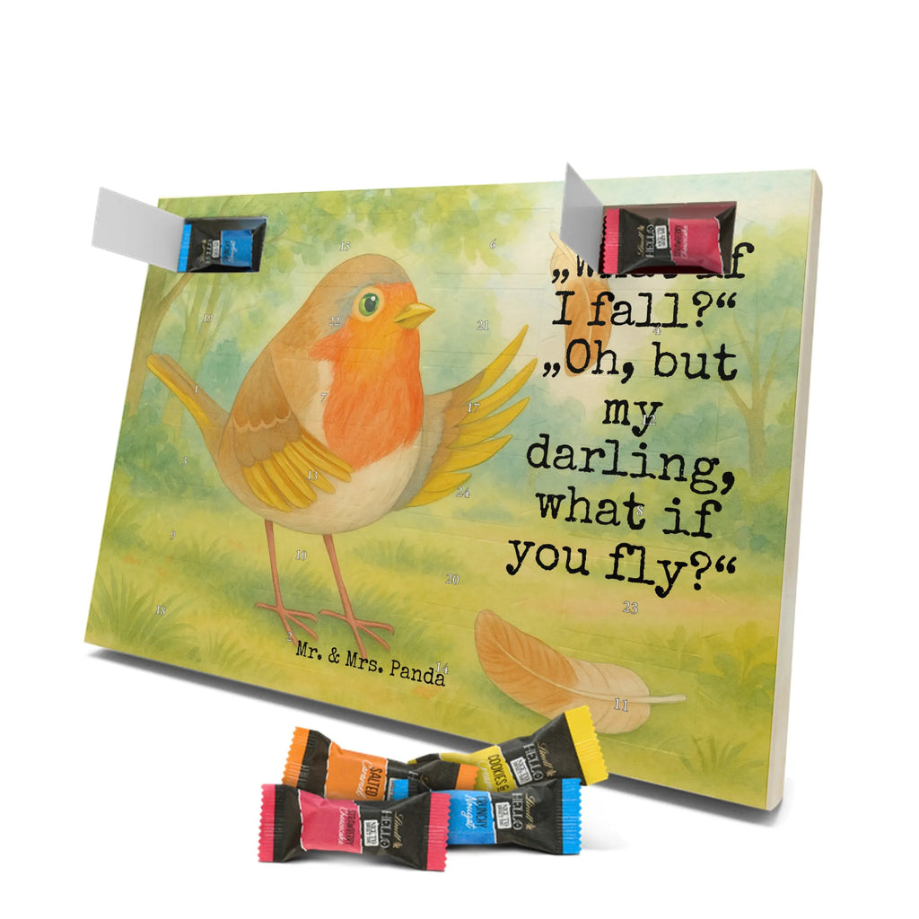 Chocolate advent calendar robin feathers Design card, gift ideas, gifts, small animals, cute, cute animal motives, hand drawn, funny sayings, good mood, special gifts, animal lover, bird, slogan courage, flying, motivation pictures, robin, motivation slogans, slogan motivation