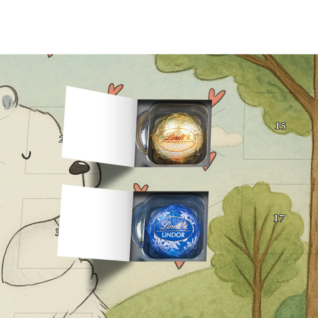 Chocolate advent calendar Icebear Embrace Design card, gift ideas, gifts, small animals, cute, cute animal motives, hand drawn, funny sayings, good mood, special gifts, animal lover
