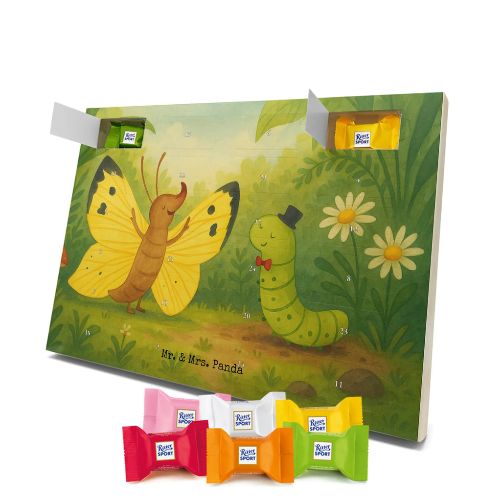 Chocolate advent calendar Caterpillar butterfly Design card, gift ideas, gifts, small animals, cute, cute animal motives, hand drawn, funny sayings, good mood, special gifts, animal lover, development, Caterpillar, butterfly, lemon butterfly, growing up, cocoon, hat, beauty
