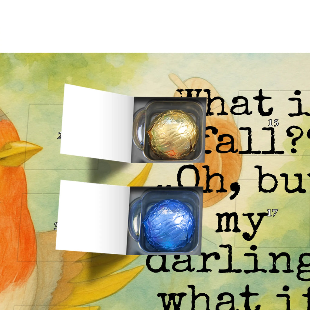 Chocolate advent calendar robin feathers Design card, gift ideas, gifts, small animals, cute, cute animal motives, hand drawn, funny sayings, good mood, special gifts, animal lover, bird, slogan courage, flying, motivation pictures, robin, motivation slogans, slogan motivation