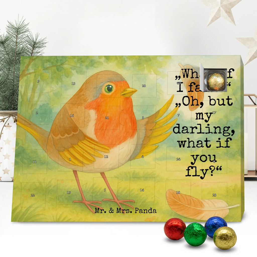 Chocolate advent calendar robin feathers Design card, gift ideas, gifts, small animals, cute, cute animal motives, hand drawn, funny sayings, good mood, special gifts, animal lover, bird, slogan courage, flying, motivation pictures, robin, motivation slogans, slogan motivation