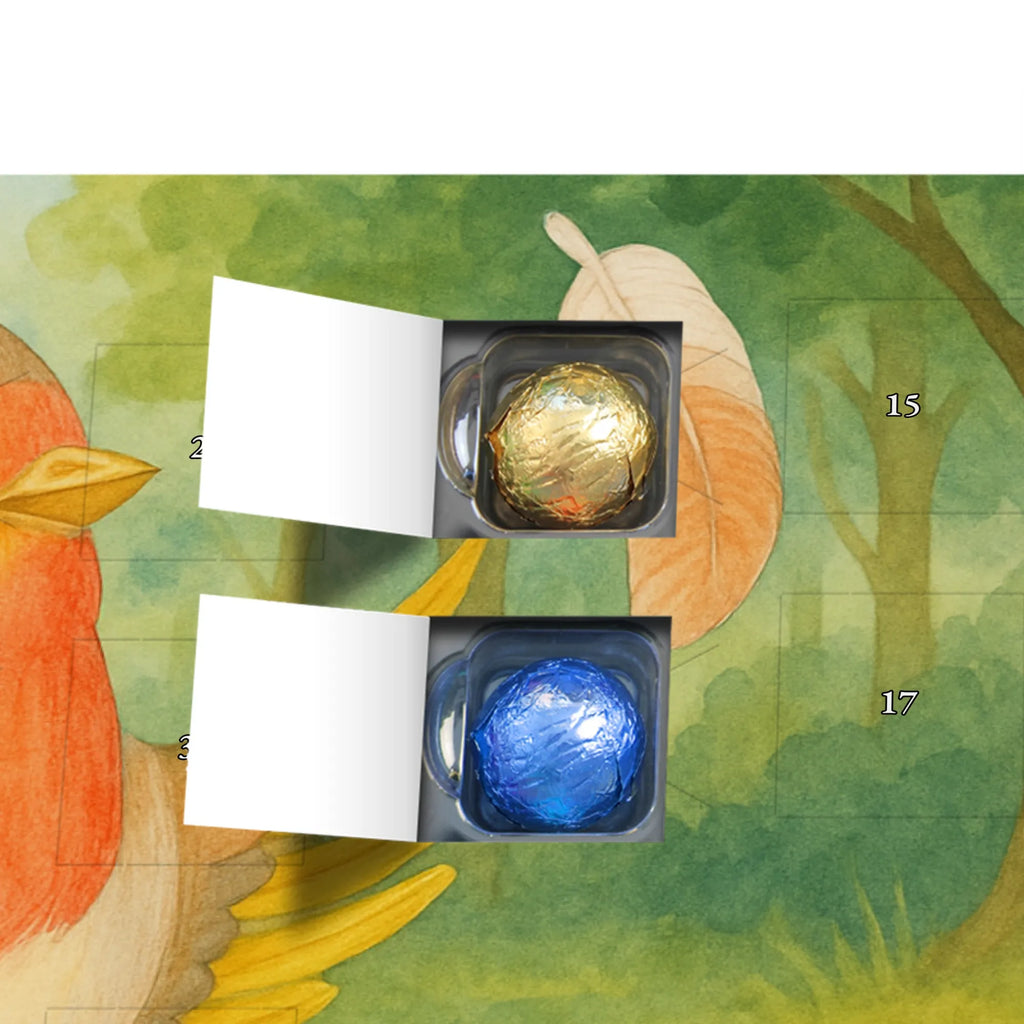 Chocolate advent calendar robin feathers Design card, gift ideas, gifts, small animals, cute, cute animal motives, hand drawn, funny sayings, good mood, special gifts, animal lover, bird, slogan courage, flying, motivation pictures, robin, motivation slogans, slogan motivation