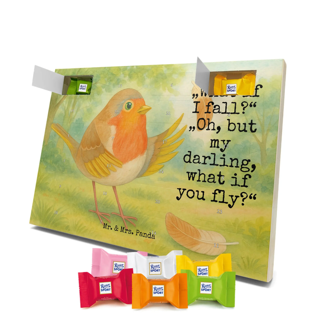 Chocolate advent calendar robin feathers Design card, gift ideas, gifts, small animals, cute, cute animal motives, hand drawn, funny sayings, good mood, special gifts, animal lover, bird, slogan courage, flying, motivation pictures, robin, motivation slogans, slogan motivation