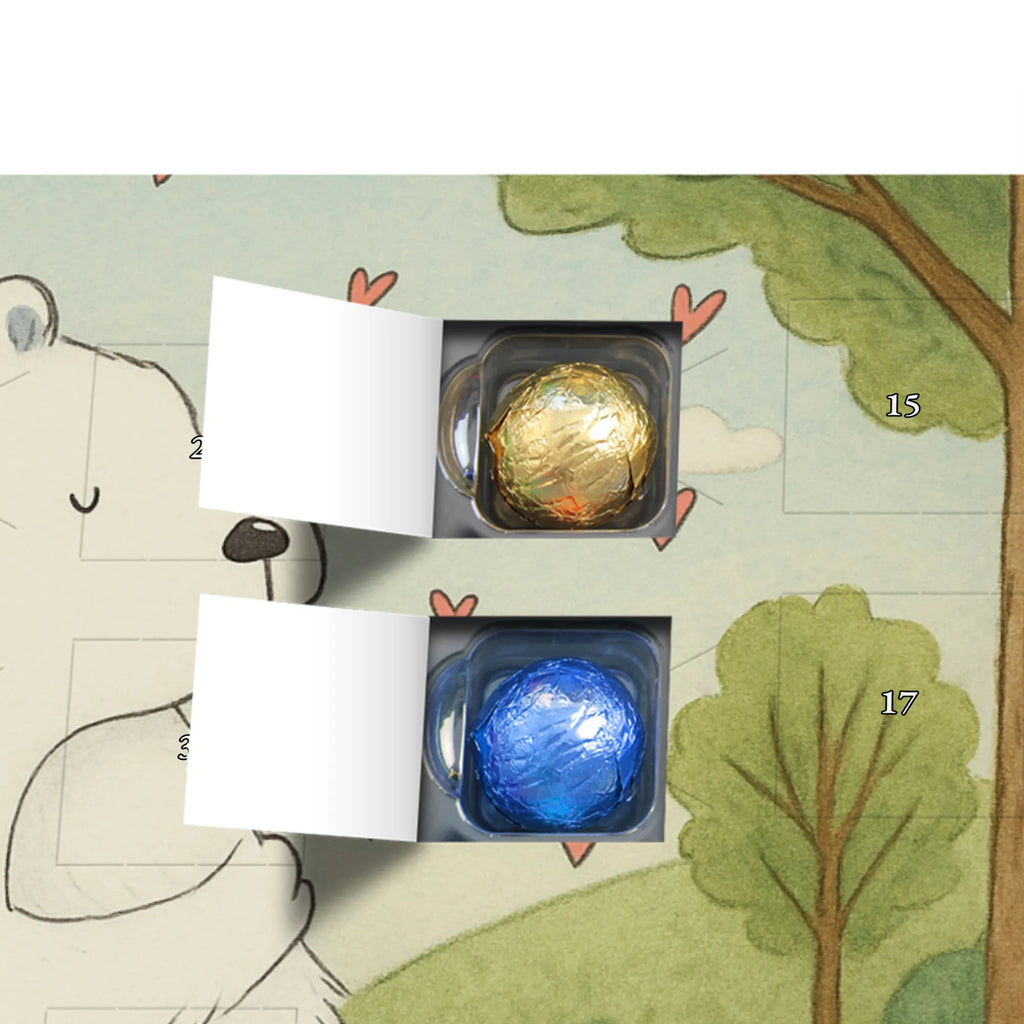 Chocolate advent calendar Icebear Embrace Design card, gift ideas, gifts, small animals, cute, cute animal motives, hand drawn, funny sayings, good mood, special gifts, animal lover