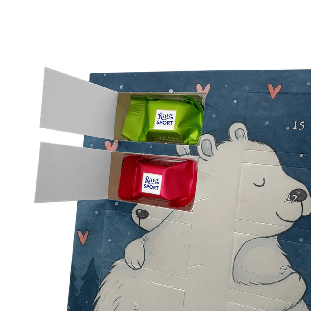 Chocolate advent calendar Icebear Embrace Design card, gift ideas, gifts, small animals, cute, cute animal motives, hand drawn, funny sayings, good mood, special gifts, animal lover