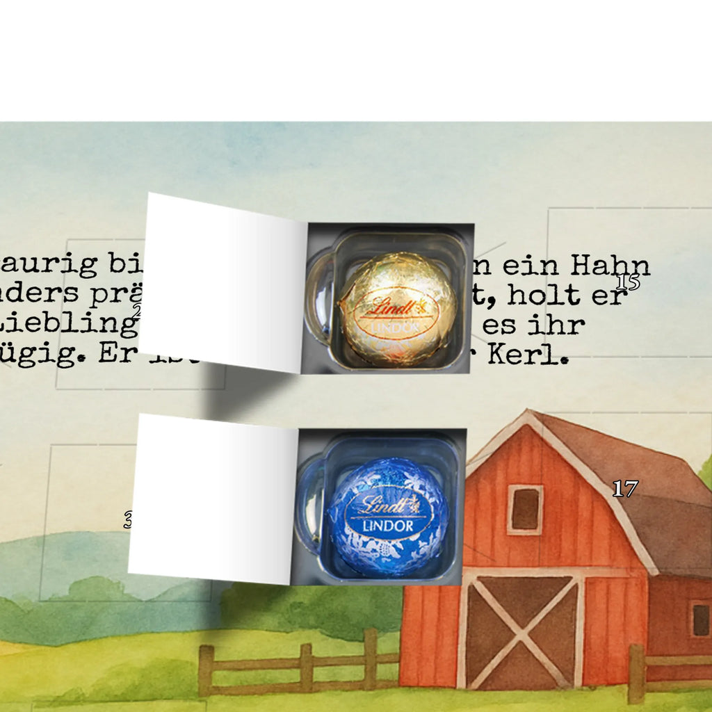 Chocolate advent calendar Faucet grain Design farm, farm animals, animals, nature, eggs, hen, corn, cock