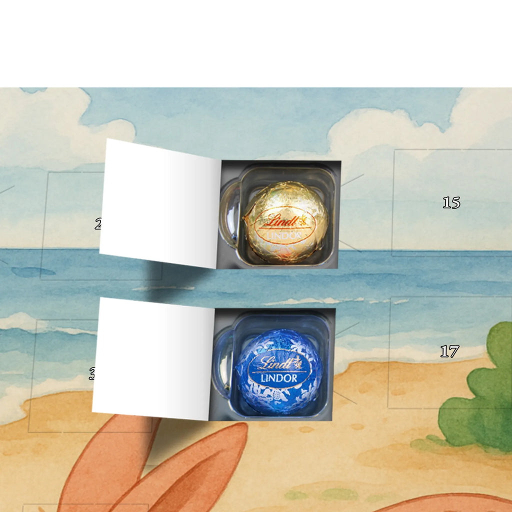 Chocolate advent calendar Bunnies with seashell Design Father's Day, Mother's Day, girlfriend, best friend, shells, rabbits, collecting shells, girlfriends