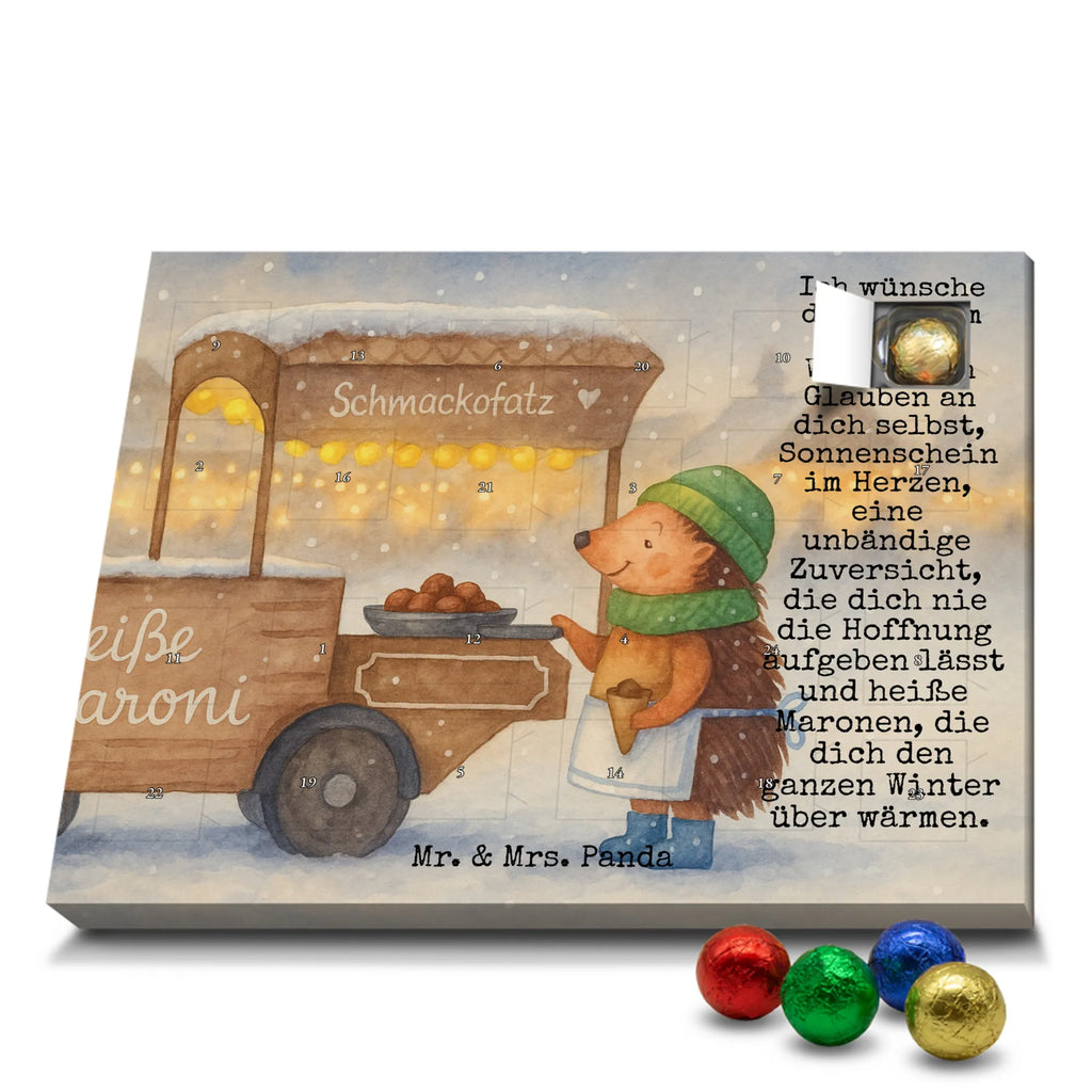 Chocolate advent calendar hedgehog Chestnuts Design Christmas time, snow