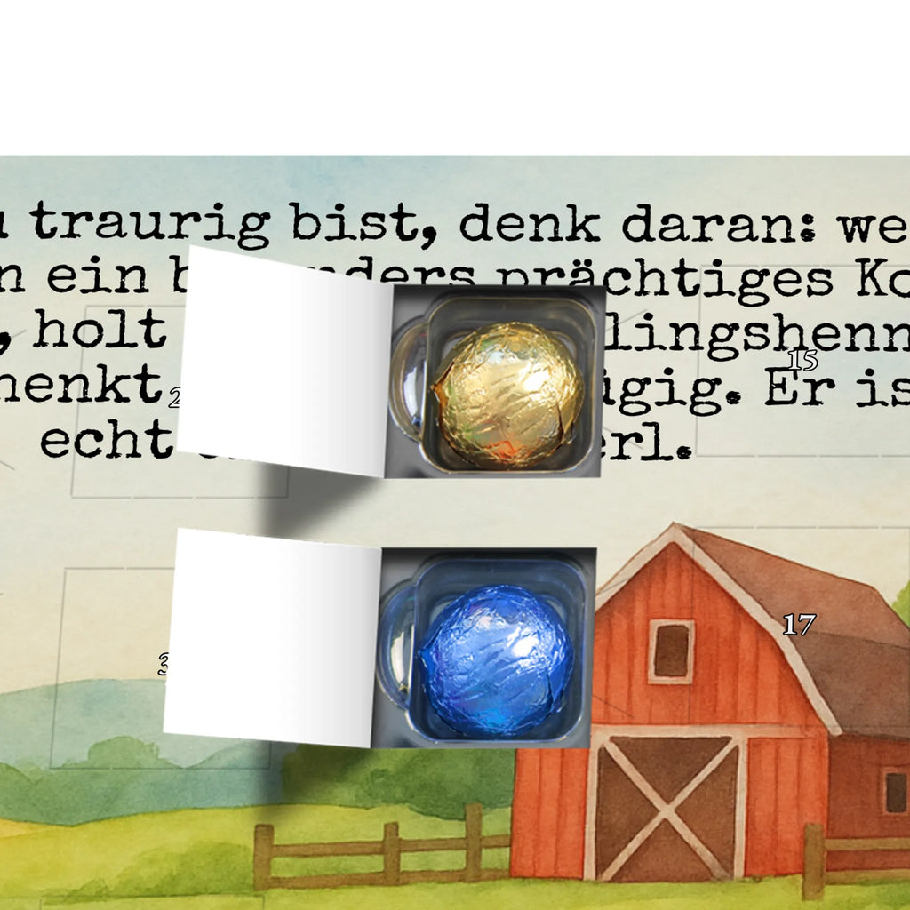 Chocolate advent calendar Faucet grain Design farm, farm animals, animals, nature, eggs, hen, corn, cock