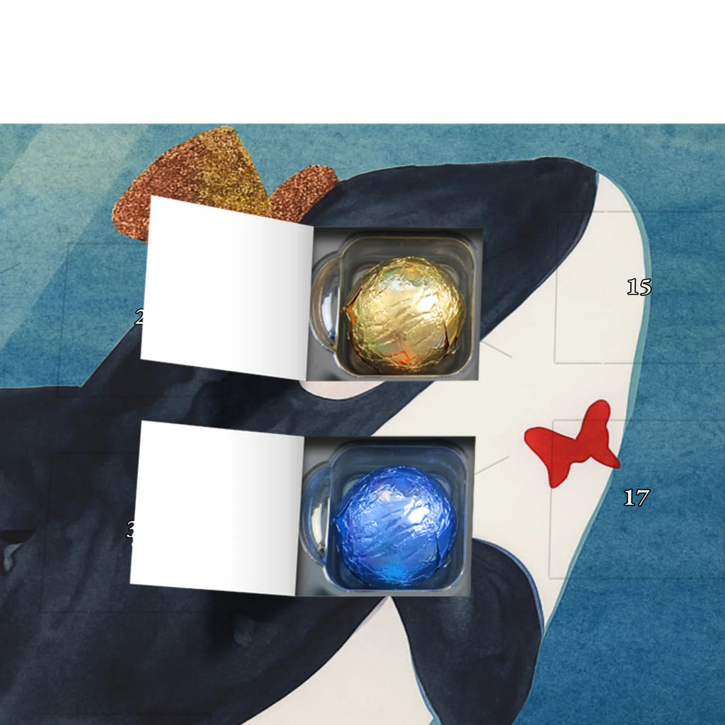 Chocolate advent calendar orca cylinder Design gift ideas, vacation, Seafood, aquatic animals, ocean, shells, corals, reef, whale, narwhal, sea urchin, lobster, platypus, manatee, crocodile, shrimp, gifts for seafood lovers, water world, underwater animals, underwater world, deep sea, seafood fans, seafood decoration, seafood posters, celebration, birthday, feast, confetti, congratulations
