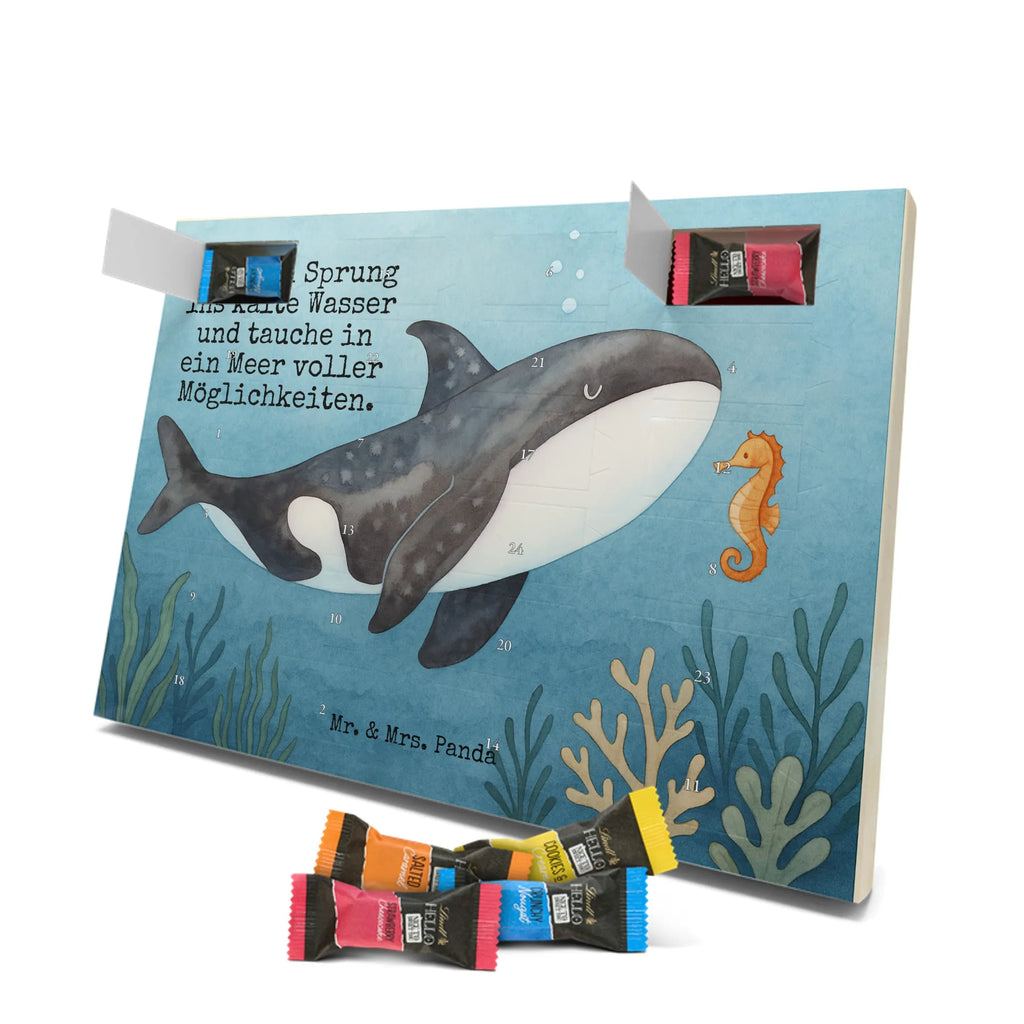 Chocolate advent calendar Orca Design gift ideas, vacation, Seafood, aquatic animals, ocean, shells, corals, reef, whale, narwhal, sea urchin, lobster, platypus, manatee, crocodile, shrimp, gifts for seafood lovers, water world, underwater animals, underwater world, deep sea, seafood fans, seafood decoration, seafood posters, killer whale, self-love, work, new start, opportunities