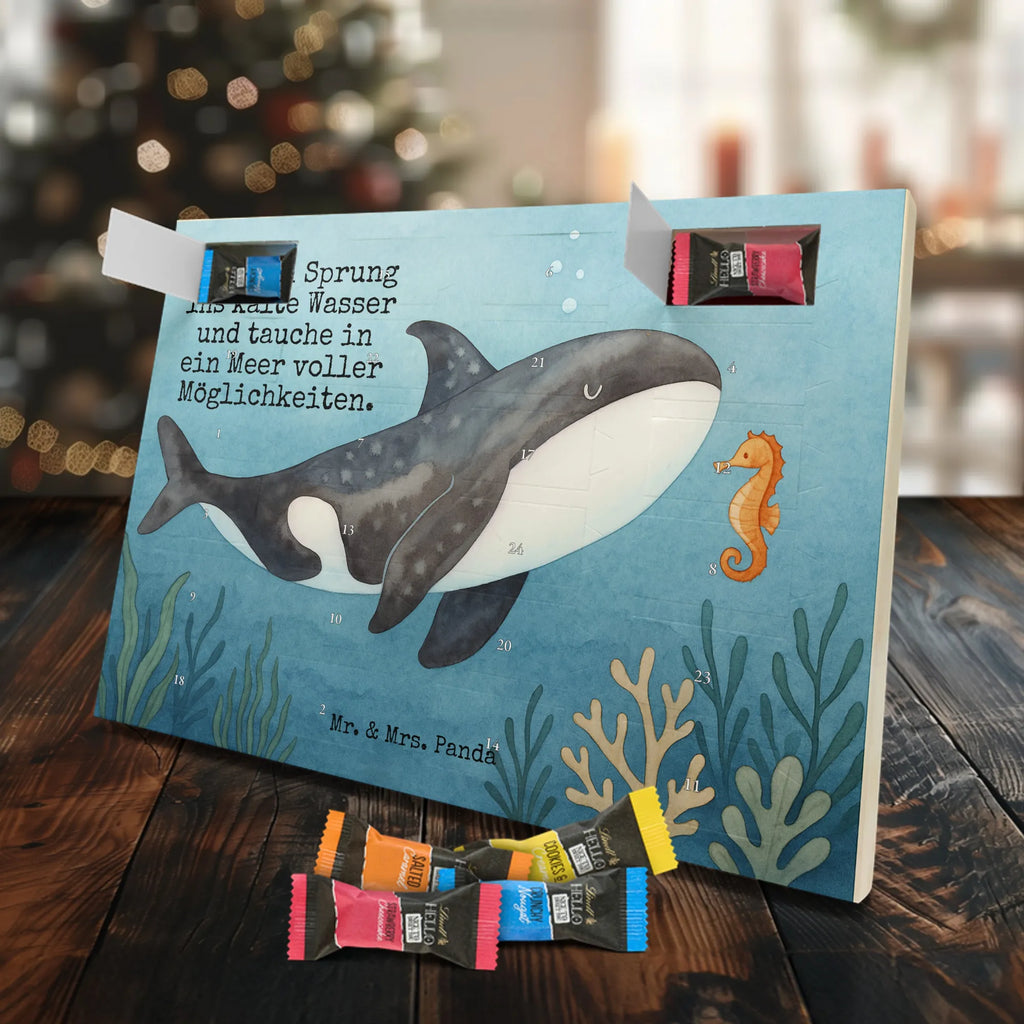 Chocolate advent calendar Orca Design gift ideas, vacation, Seafood, aquatic animals, ocean, shells, corals, reef, whale, narwhal, sea urchin, lobster, platypus, manatee, crocodile, shrimp, gifts for seafood lovers, water world, underwater animals, underwater world, deep sea, seafood fans, seafood decoration, seafood posters, killer whale, self-love, work, new start, opportunities