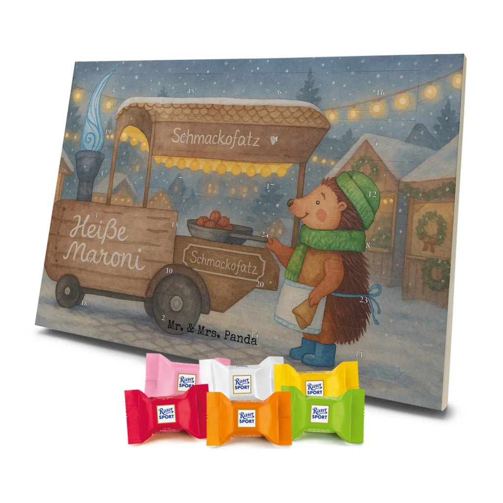 Chocolate advent calendar hedgehog Chestnuts Design Christmas time, snow