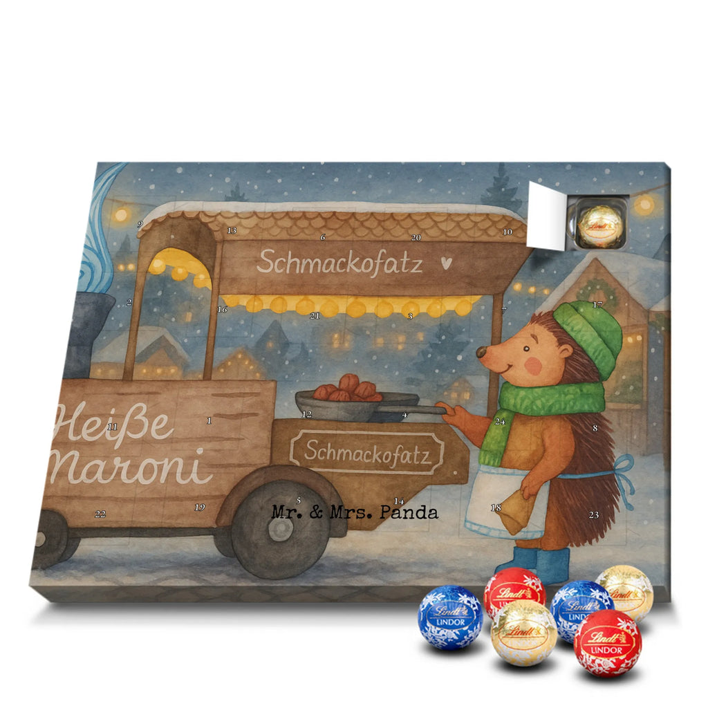Chocolate advent calendar hedgehog Chestnuts Design Christmas time, snow