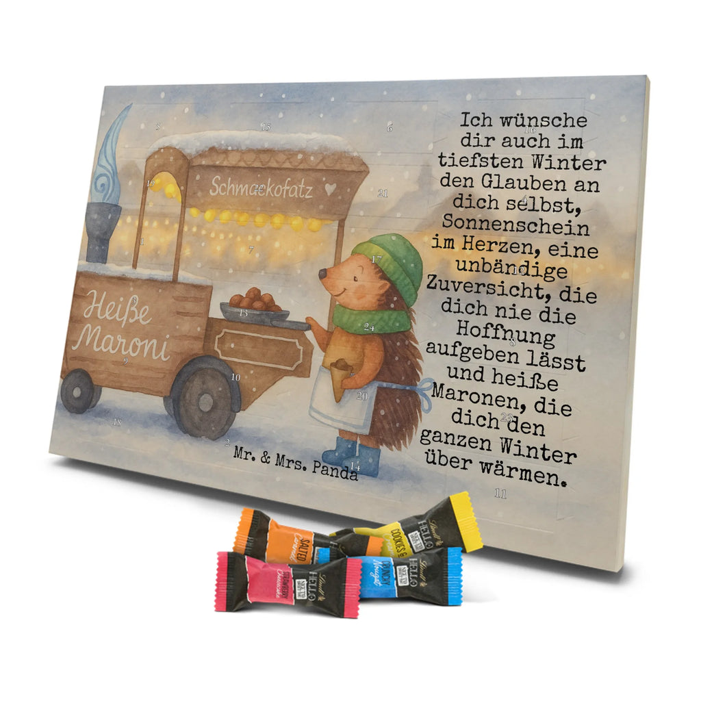 Chocolate advent calendar hedgehog Chestnuts Design Christmas time, snow