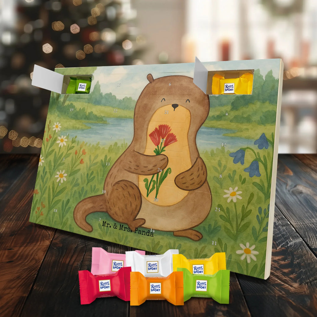 Chocolate advent calendar otter Bunch of flowers Design animal lover, marten, sea otter, European otter, water mammal, aquatic animal, baby otter, predator, water, otter gifts, gift ideas for animal lovers, animal, mammal, water animal, gifts for people in love, Otter Sea Otter Lake Otter