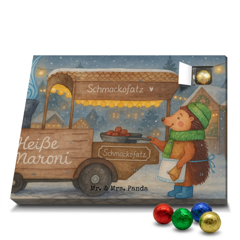 Chocolate advent calendar hedgehog Chestnuts Design Christmas time, snow