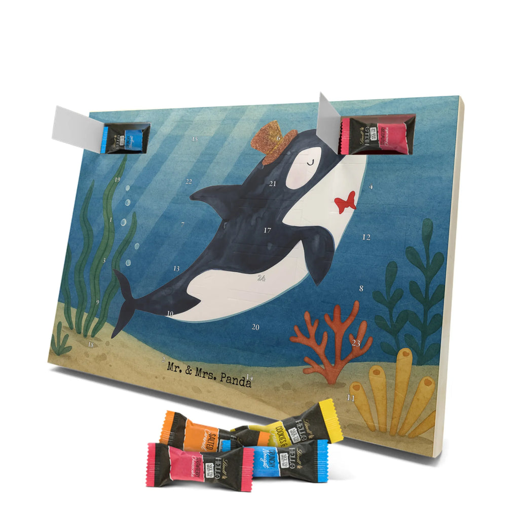 Chocolate advent calendar orca cylinder Design gift ideas, vacation, Seafood, aquatic animals, ocean, shells, corals, reef, whale, narwhal, sea urchin, lobster, platypus, manatee, crocodile, shrimp, gifts for seafood lovers, water world, underwater animals, underwater world, deep sea, seafood fans, seafood decoration, seafood posters, celebration, birthday, feast, confetti, congratulations