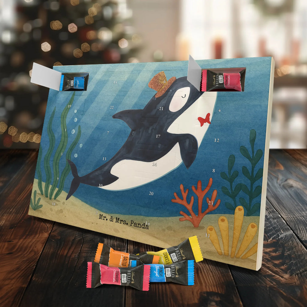 Chocolate advent calendar orca cylinder Design gift ideas, vacation, Seafood, aquatic animals, ocean, shells, corals, reef, whale, narwhal, sea urchin, lobster, platypus, manatee, crocodile, shrimp, gifts for seafood lovers, water world, underwater animals, underwater world, deep sea, seafood fans, seafood decoration, seafood posters, celebration, birthday, feast, confetti, congratulations