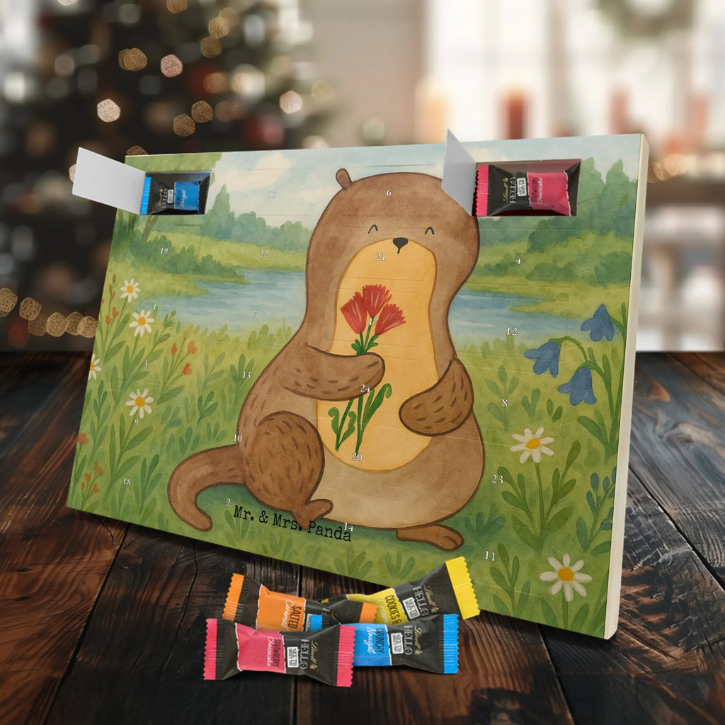 Chocolate advent calendar otter Bunch of flowers Design animal lover, marten, sea otter, European otter, water mammal, aquatic animal, baby otter, predator, water, otter gifts, gift ideas for animal lovers, animal, mammal, water animal, gifts for people in love, Otter Sea Otter Lake Otter
