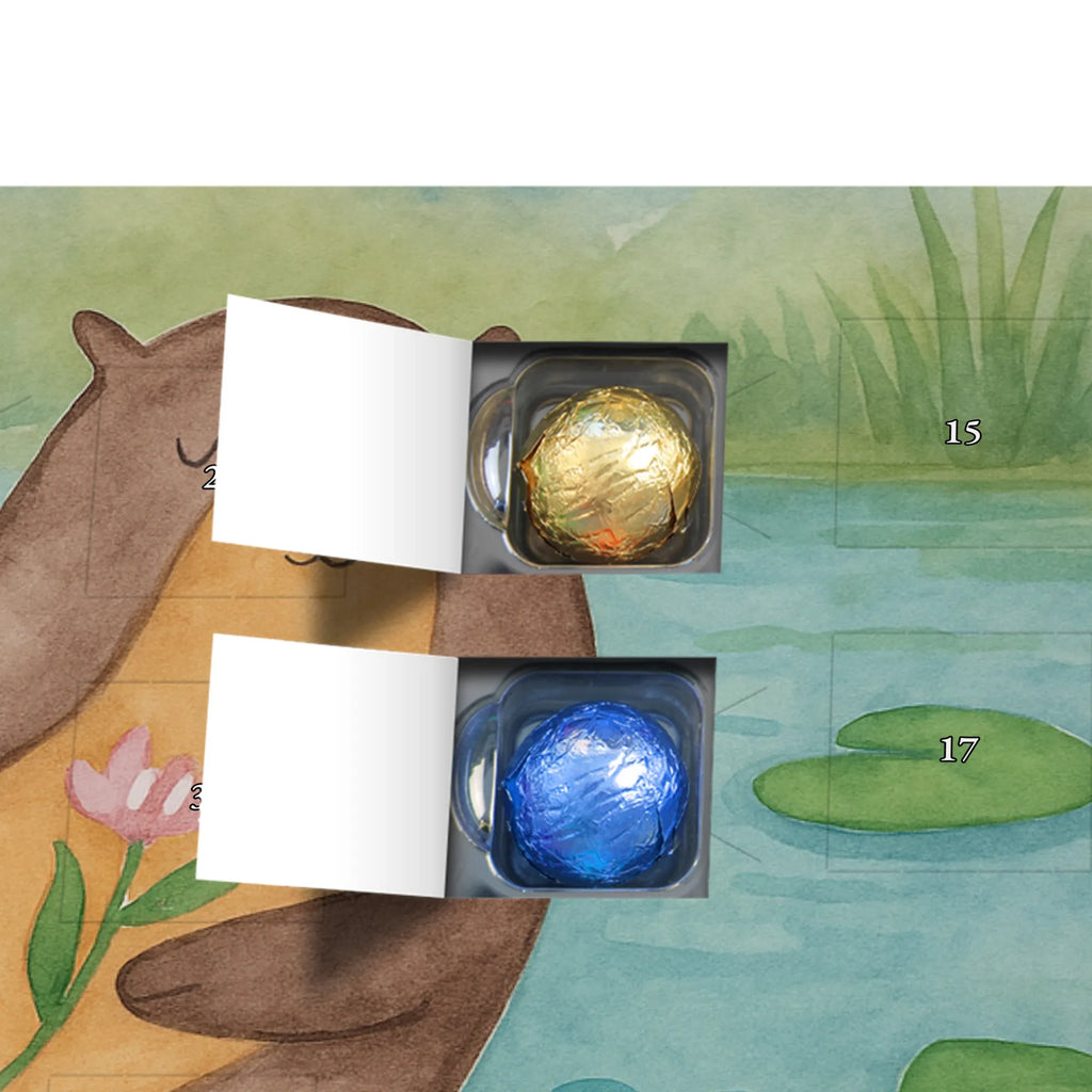 Chocolate advent calendar otter Water Lily Design animal lover, marten, sea otter, European otter, water mammal, aquatic animal, baby otter, predator, water, otter gifts, gift ideas for animal lovers, animal, mammal, water animal, gifts for people in love