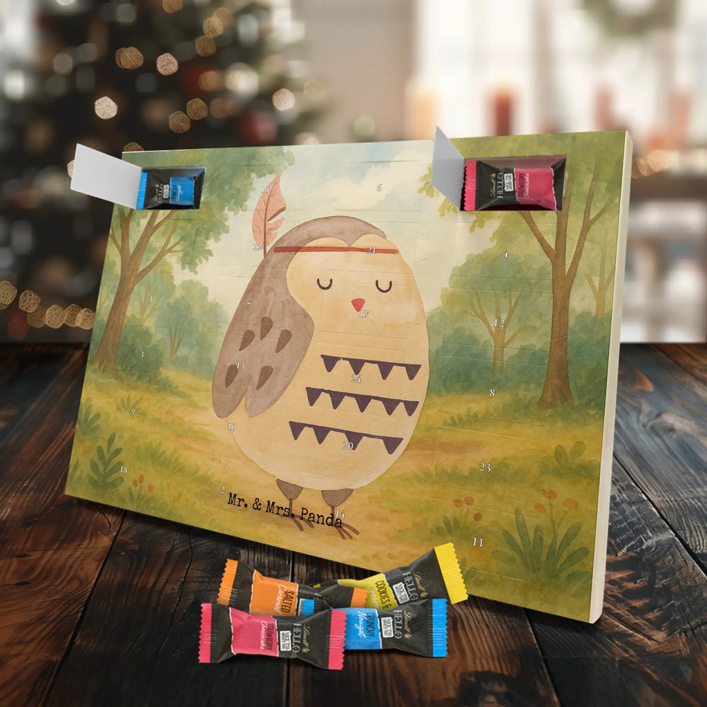 Chocolate advent calendar Owl feather headdress Design gift ideas, birthday present, forest animal, bird, nocturnal, illustrated, romantic gift, owl decor, Beautiful saying, Life is an adventure, Travel saying, Owl decoration, Indian saying, Feather decoration, Decoration