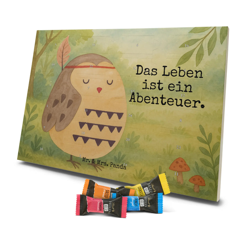 Chocolate advent calendar Owl feather headdress Design gift ideas, birthday present, forest animal, bird, nocturnal, illustrated, romantic gift, owl decor, Beautiful saying, Life is an adventure, Travel saying, Owl decoration, Indian saying, Feather decoration, Decoration