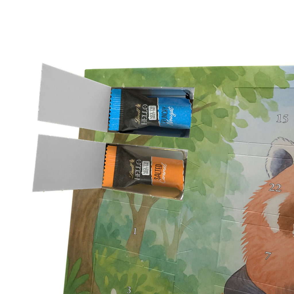 Chocolate advent calendar red panda Design card, gift ideas, gifts, small animals, cute, cute animal motives, hand drawn, funny sayings, good mood, special gifts, animal lover, darling, favourite person, red, heart