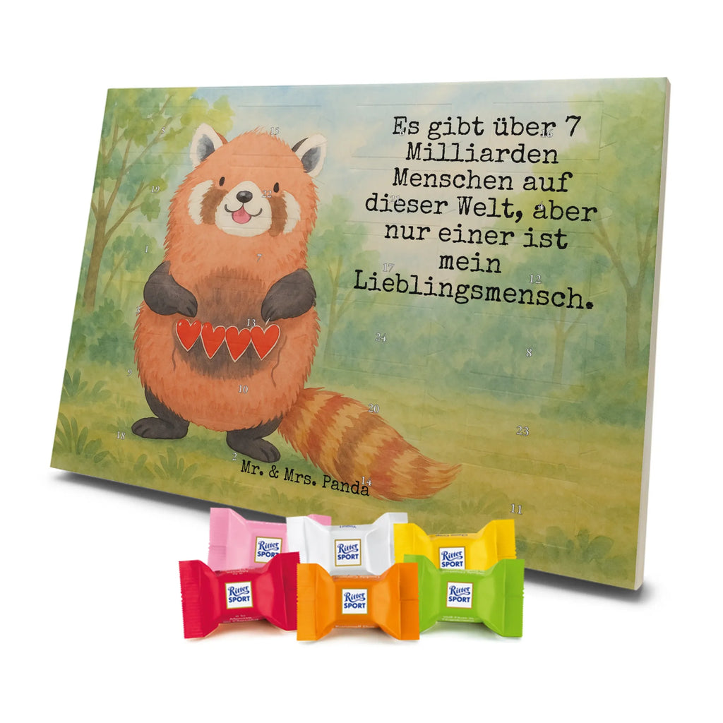 Chocolate advent calendar red panda Design card, gift ideas, gifts, small animals, cute, cute animal motives, hand drawn, funny sayings, good mood, special gifts, animal lover, darling, favourite person, red, heart