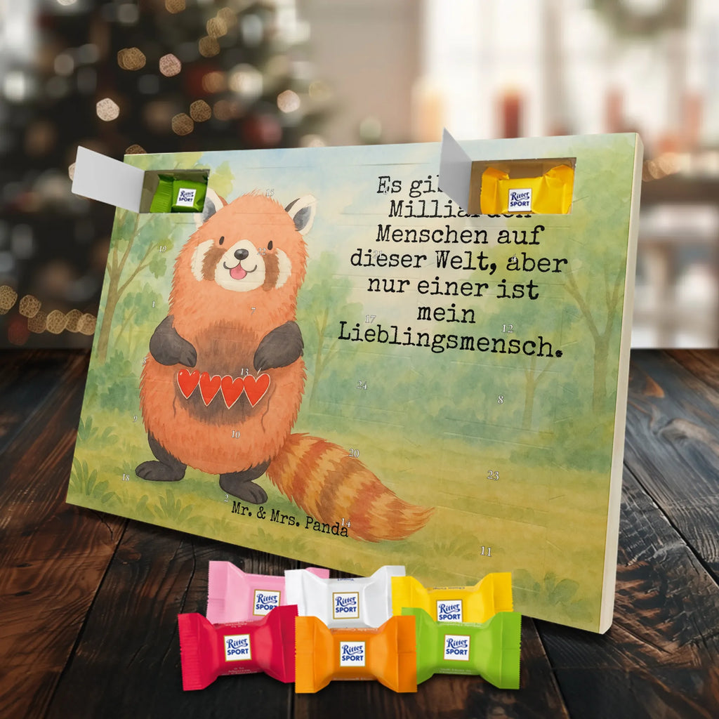 Chocolate advent calendar red panda Design card, gift ideas, gifts, small animals, cute, cute animal motives, hand drawn, funny sayings, good mood, special gifts, animal lover, darling, favourite person, red, heart