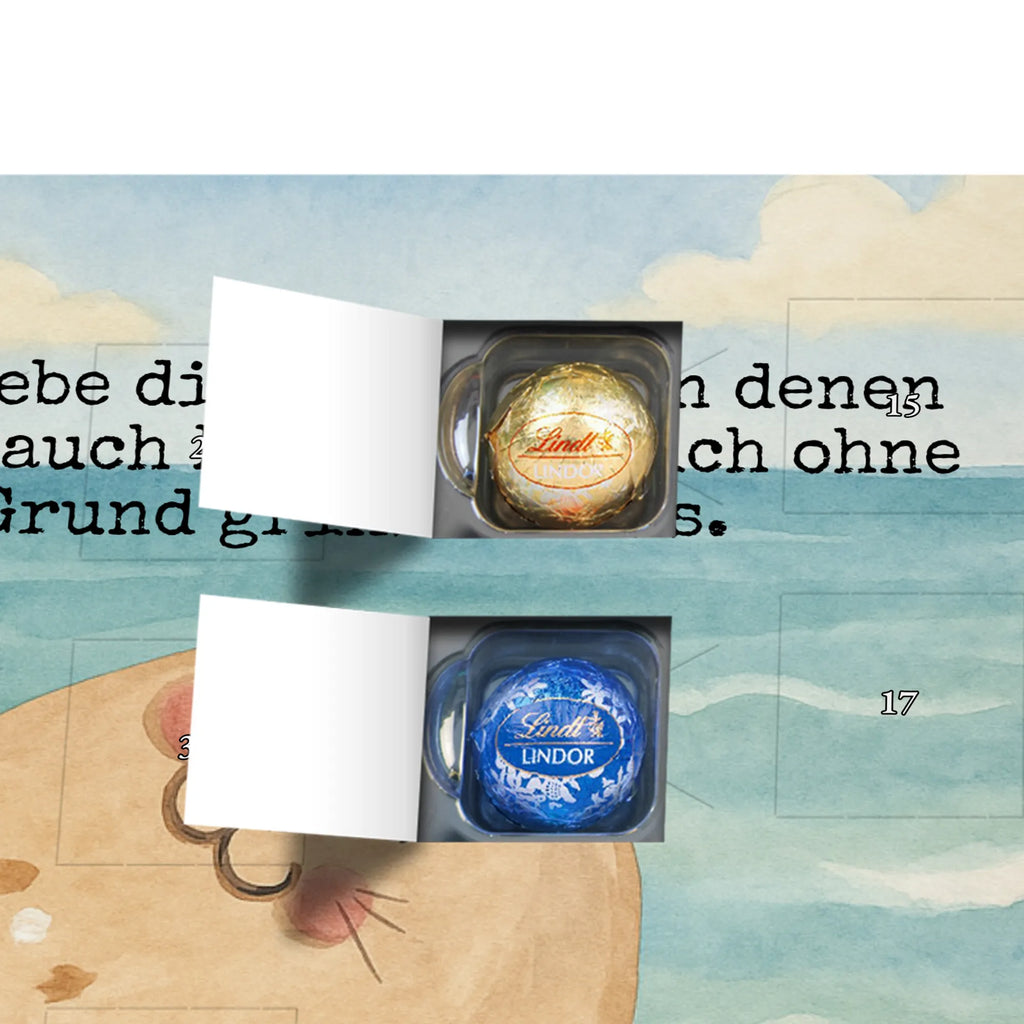 Chocolate advent calendar seal Lay Design card, gift ideas, gifts, small animals, cute, cute animal motives, hand drawn, funny sayings, good mood, special gifts, animal lover, Baltic Sea, seals, Seal, laughter, sea animal, North Sea, joy